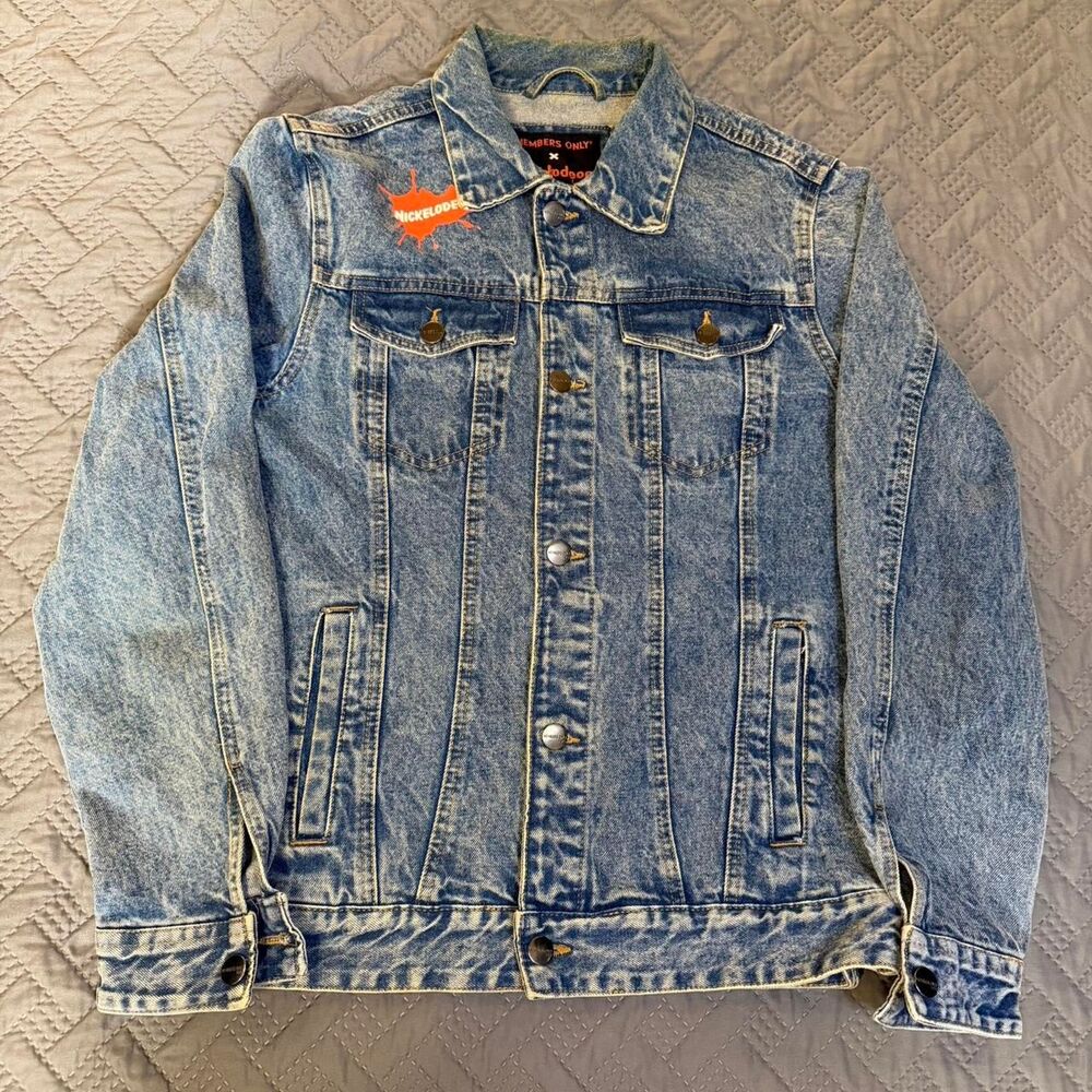 Members Only x Nickelodeon blue denim jacket Cartoon Rugrats RARE Size Small